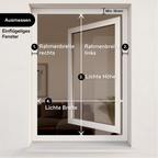 Ausmessbild Außenrollo für Fenster - Einflügeliges Fenster