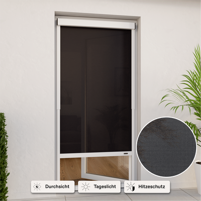 Persiana exterior enrollable para puertas de balcón | en anchos de rejilla | instalación sin taladrar