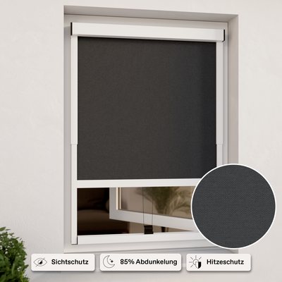 Estor exterior para ventanas | Pantalla de privacidad blanca | Ancho ajustable | Instalación sin taladros
