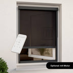 Persiana exterior enrollable para ventanas | Gris translúcida | Ancho ajustable | Instalación sin taladros